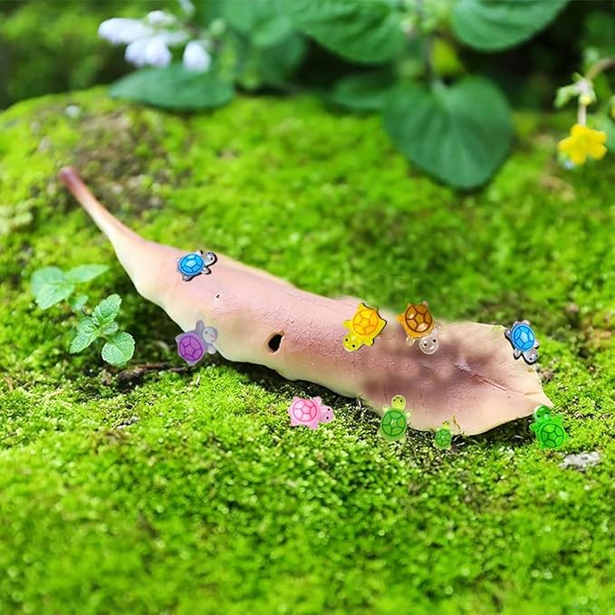 150PCS Mini Turtles Family Figurines Luminous Tiny Resin Animals Tiny Turtles for Dollhouse Fairy Garden Micro Moss Landscape Home Decor, 3 Sizes and 10 Colors (3 Sizes Turtles)