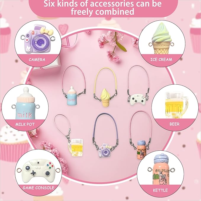 VPDSLABUBU Accessories for 3.9-6.7 Inch (10-17cm)Dolls,There are 7 Mini Accessories in Total,Including Models of Kettle, Game Console Handle,Ice Cream, Beer Cup, Camera, and A Bell,Meet your DIY needs