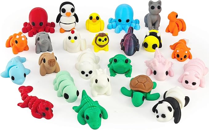 25 pcs Animal Figurines, 3D Printed Animal Figurines Set, Articulated, Party Favors, Pocket Fidget Toys Bulk, Goodie Bag Stuffers, Valentines Day Gifts for Boys Girls Toddlers, Classroom rewards