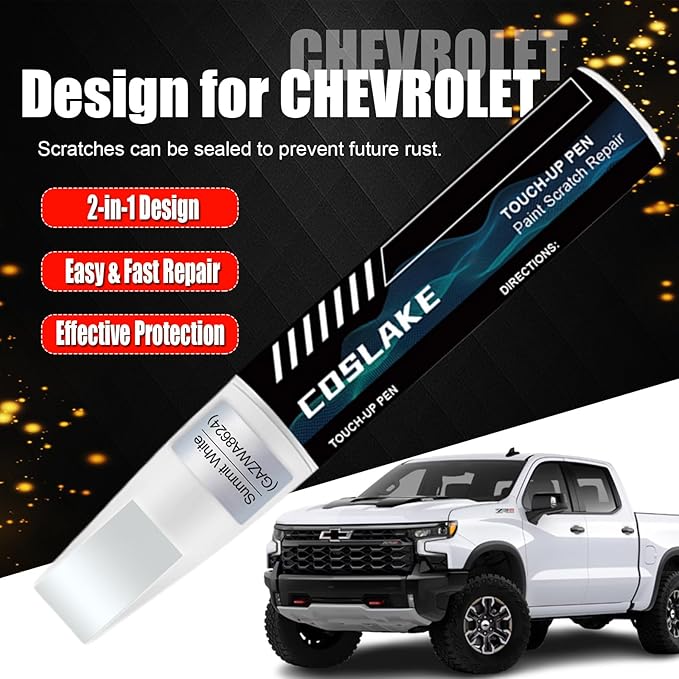 Car Touch Up Paint(Black(GBA/WA8555)) for Chevrolet, Car Paint Scratch Repair Kit, Quick & Easy Solution to Repair, 2 in 1 Scratch Remover Pen with Color-Matched