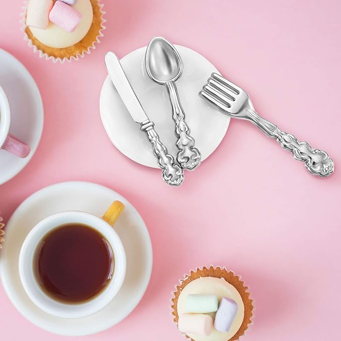 Skylety 37 Pieces 1:12 Scale Miniatures Dollhouse Kitchen Accessories Include 16 Doll Plates Knife Fork Spoon, 6 Egg Beater Utensil, 15 Tea Cup Set for Doll Toy Supplies(Blue Porcelain)