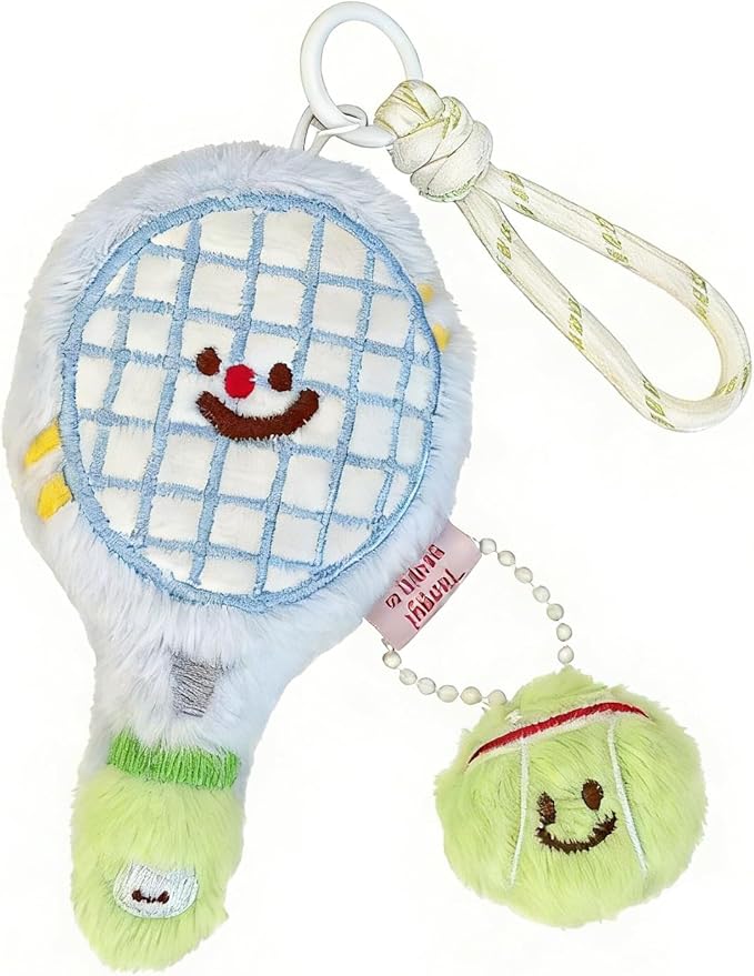 AIETUE Tennis Keychain For Women, Bunny Plush Ball Nylon Rope Doll Little Awakening Color Blocking Gift Accessories