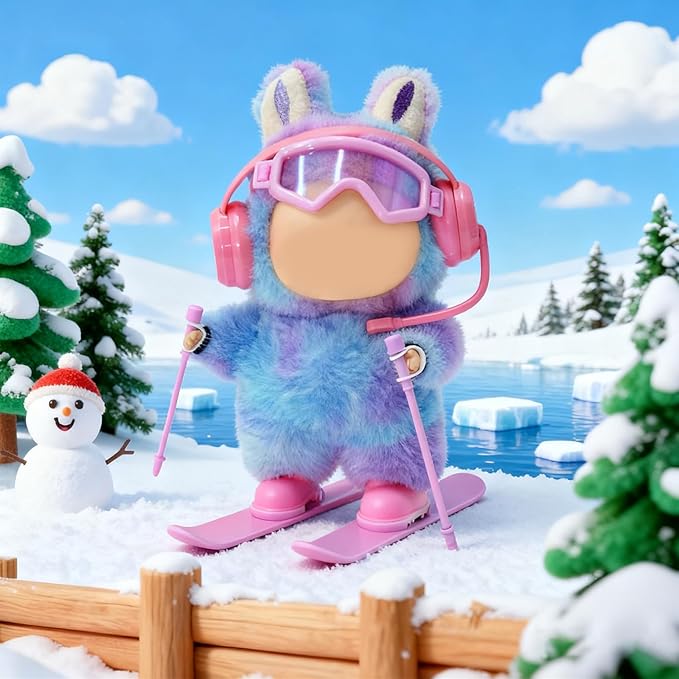 2026 New 8-Piece Ski & Snowboard Set for 17cm Dolls - Goggles, Headset, Ski Poles, Boots & Snowboards, Vinyl Figure Sports Adventure Collection (Doll is NOT Included) (Pink)