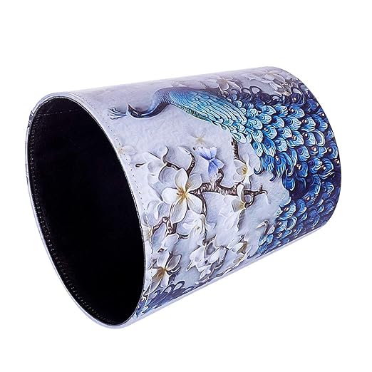 Scakbyer 10L/2.64 Gallon PU Leather Trash Can Decorative Waterproof Wastebasket Paper Basket Garbage Bin for Home Office Bathroom