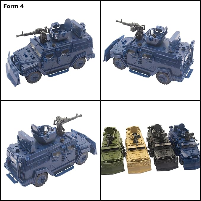Military Vehicle Building Toy, Armored Vehicle Building Block Toy, Army Battle Brick, Military Car Model Toys for Age 6 7 8 9 10 11 12+, Accessories Compatible with Major Mini Figure (Blue)