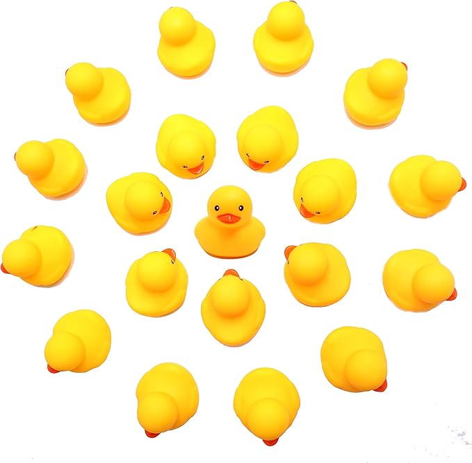 50-Pieces Float & Squeak Mini Duck Stress Relief Toys Stress Balls for Adult, Mini Round Eye Rubber Ducks Squeeze Fun for Birthday Party Office Christmas Stocking Stuffer Gift