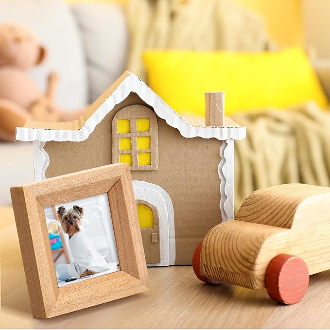 12 Pcs Dollhouse Picture Frames 1:12 Scale Miniature Picture Frames for Dollhouse Small Photo Frame Mini Wooden Dollhouses Accessories Mini House Decoration Simulation for Craft Artwork(1.25 Inches)