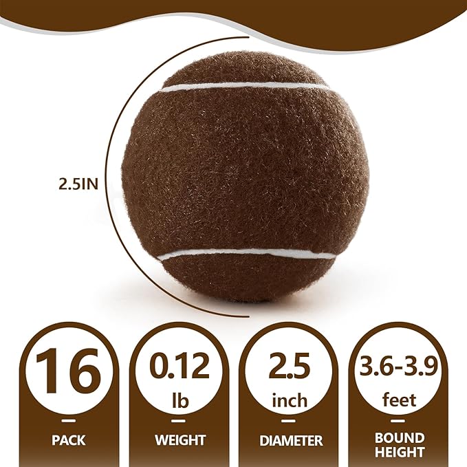 PoyPet 16-Pack Tennis Balls Bulk for Practice,Training and Beginners | Ideal for Dog Fetch,Chew and Play