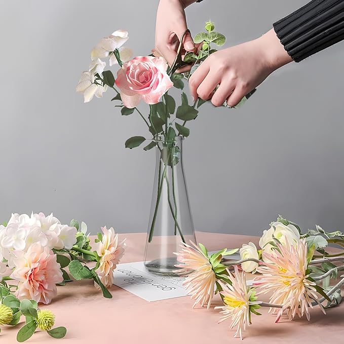 12pcs Glass Bud Vases for Centerpieces, Clear Small Flower Vases Wedding Table Decor for Wedding Decorations Indoor Home Party Decorations, 7.2"