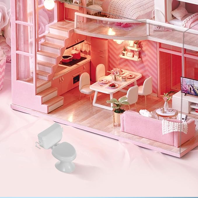 JECOMPRIS 8pcs Doll House Toilets: Mini Toilets 1/12 Scale Toilet Seat Miniature Toilet for Dolls Playset Accessories