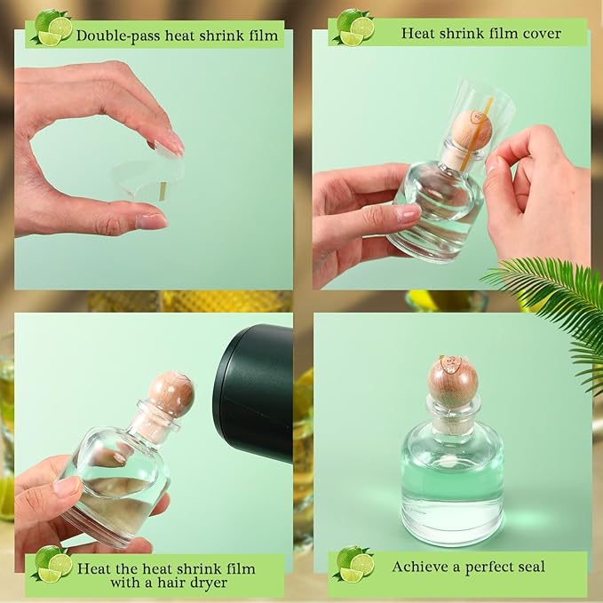 Baderke 24 Pcs 50 ml /1.7 oz Patron Shot Bottles Empty for Drinks Mini Tequila Shot Bottles Patron with Cork Lids Green Ribbon Reusable Glass Bottle for Weddings Birthday Party Favors DIY Crafts