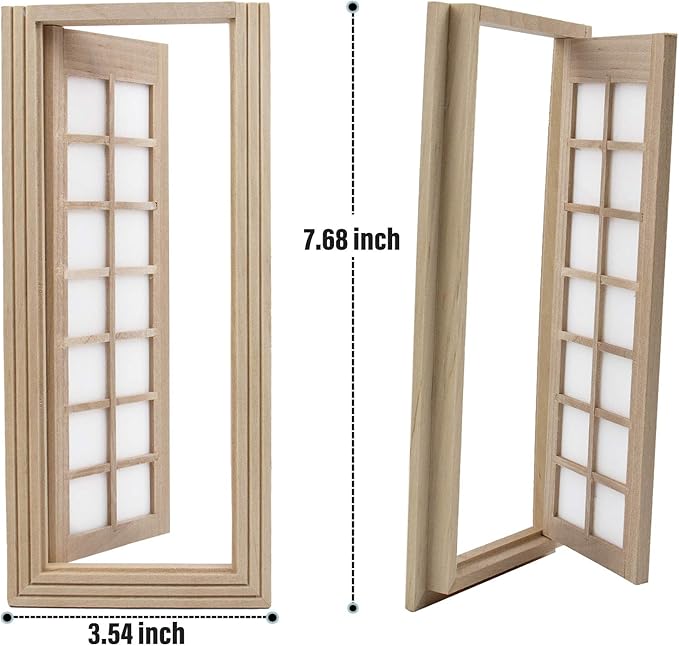 AUEAR, 1:12 Miniature Furniture Unpaint Wooden Doors for DIY Scene Home Craft (14 Panel)