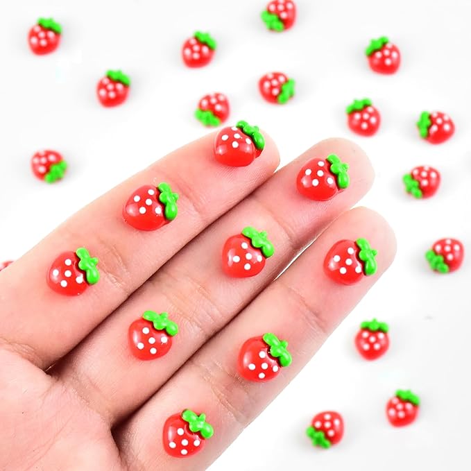 60 Pieces Tiny Strawberry for Dollhouse Miniatures Resin Food for Crafts Mini Strawberry for Dollhouse Mini Kitchen Micro Landscaping Decoration