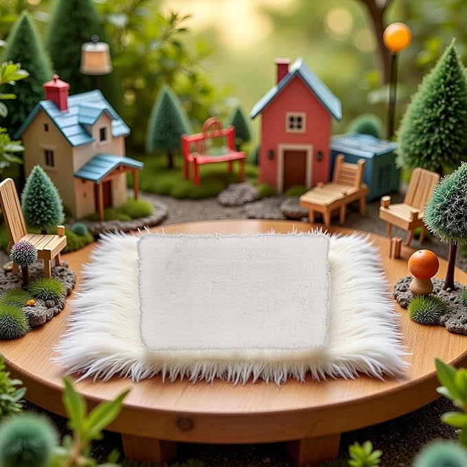 Miniature Square White Rug, Soft Carpet Decor for 1/12 Scale Dollhouses, Lightweight and Decorative Accessory for Doll House Interiors