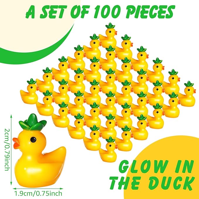 Seenelling 100 Pcs Summer Mini Resin Pineapple Ducks Tiny Pineapple Duck Figurines for Miniature Landscape Garden Accessories Dollhouse Summer Holiday Decoration
