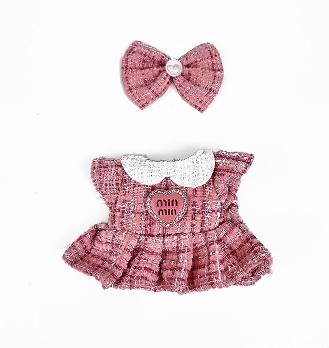 17cm Doll Clothes(NO Doll), Cute Dolls Outfit Accessories with Hair Clip + Skirt, Small Kawaii Clothes Set for Dolls(Style 19)