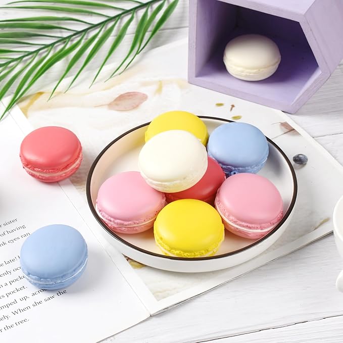 Fake Macarons Cake, 10 Pcs Mixed Colors Artificial Macarons Simulation Realistic Dessert Model for Home Kitchen Bakery Shop Display Photography Props