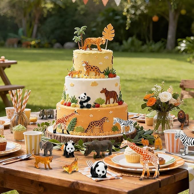 Kimicare 20PCS Safari Animals Figures Toys, Realistic Plastic Animals Figurines, African Zoo Wild Jungle Animals Playset with Elephant Giraffe Lion Tiger, Birthday Gifts Christmas Stocking Stuffers