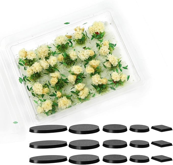 Miniature Vegetation Flower Cluster Garden Shrub Tufts with Model Bases War Game Scenery (E)