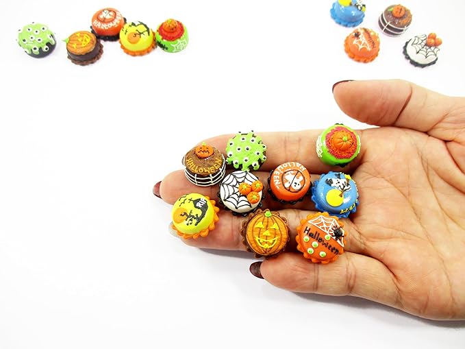 Dollhouse Miniature Food 9 Mini Halloween Mixed Cake 1.5 cm Bakery Supply 16081