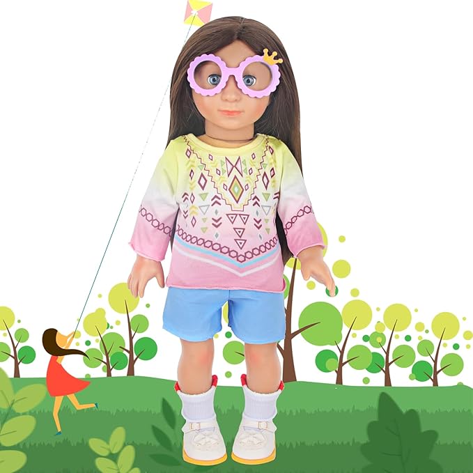 MSYO 18 Inch Doll Shoes & Accessories Set (8-Piece Bundle)-3 Pairs Shoes + 3 Socks + 2 Glasses,Dress-Up Kit for 18 Inch Dolls,Girls Birthday Gift,Bulk Crafts & Playtime Accessories