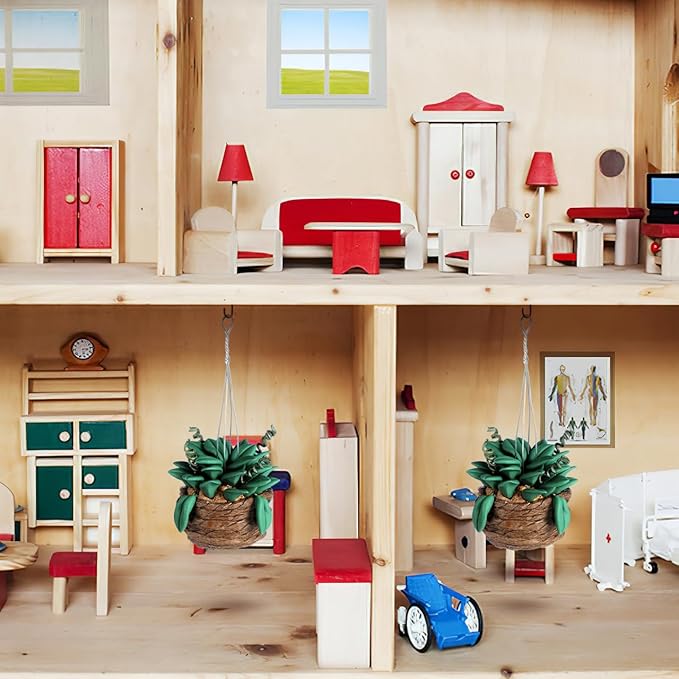 Toyvian Miniature Dollhouse Potted Plants 3Pcs 1 12 Scale Artificial Bonsai Succulent Mini Flowerpot Decor for Doll House Accessories and Photography Props