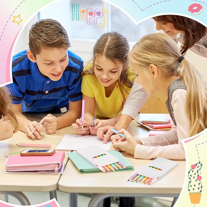 Ctosree 100 Packs Macaron Pastel Mini Colored Pencils Bulk 3.5'' Coloring Drawing Pencil in Boxes Valentine's Day Gifts for Kids Adult Classroom 100th Day of School Painting Party Favor, 6 Per Pack