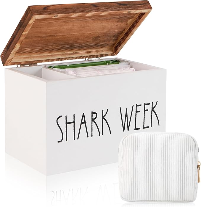 BORAENDEY Tampon Holder for Bathroom,Feminine Products Organizer,Shark Week Tampon Storage,Tampon Dispenser,Farmhouse Bathroom Storage Container,Bathroom Accessories Box for Girl Stuff