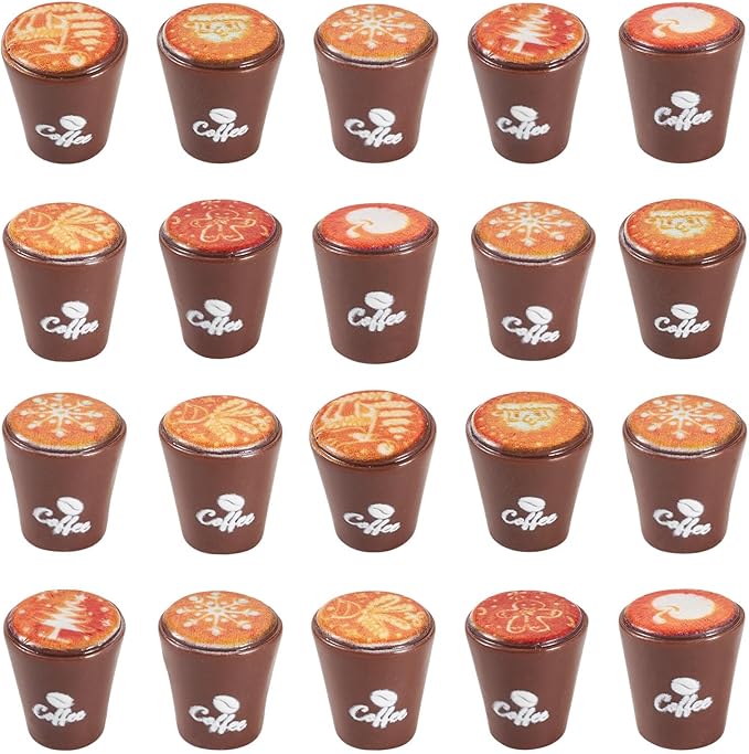 Cheriswelry 25Pcs Mini Resin Coffee Mug Food Drinks Decoration Miniature Coffee Cup Ornament Dollhouse Accessories 15x17mm for Kitchen Play Tableware Christmas Party Decor