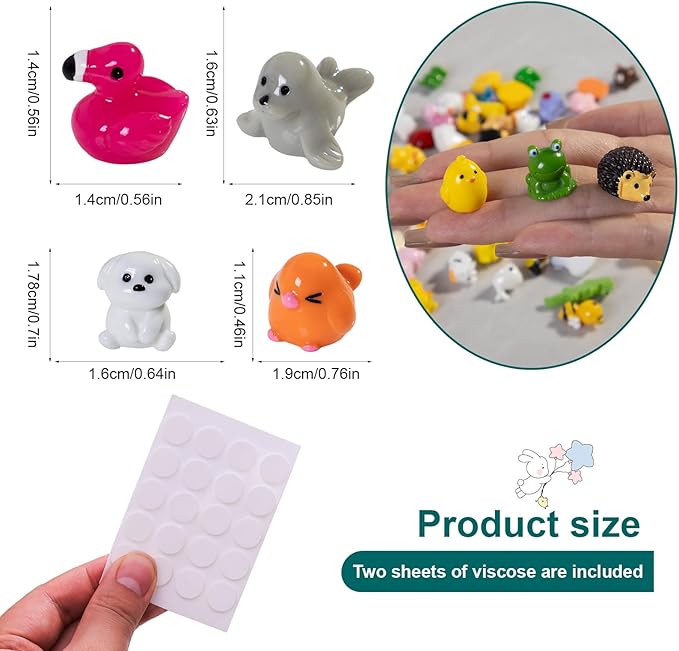 60pcs Mini Resin Animal Figurines: 60 Styles Tiny Animal Figures for Micro Fairy Garden, Landscape Accessories, Dollhouse, Hide Crafts, Decor, Aquarium