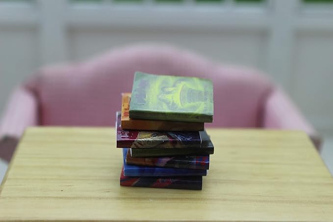 SXFSE Dollhouse Decoration Accessories, 1:12 Dollhouse Miniature Scene Model Novel Books for Bedroom Book Room Play Toy 7 Pcs (Multicolored, 20 x 24 mm)