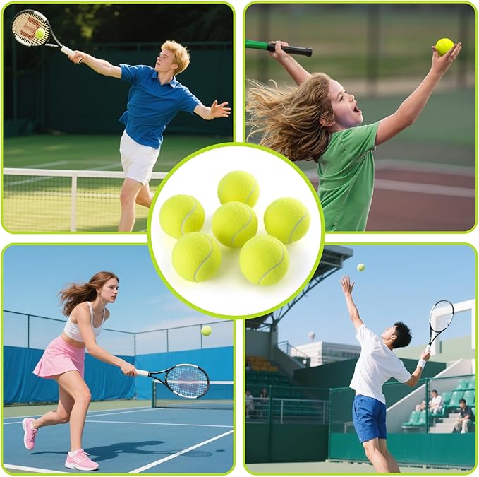 PHOEPET 6-Pack Tennis Balls for Beginner Training Practice- Bulk Dog Balls for Fetch Chew Toys(Neon Yellow)