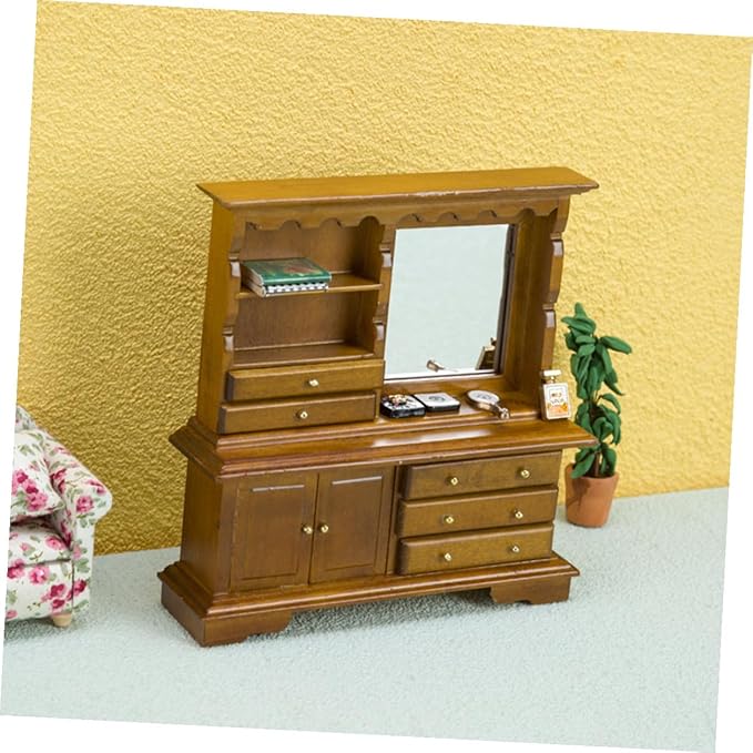 Uonlytech Lovely Miniature Dollhouse Dresser Decorative Furniture for DIY Mini House Landscaping Scene Bright Color Adorable Scale Accessory for Creative Home Decor