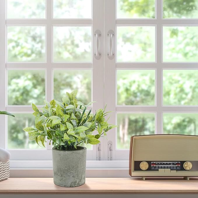 Bacucine 3Pcs Fake Plants Potted Mini Artificial Greenery Artificial Plants for Shelf Table Office Farmhouse Home Decor (Boxwood)