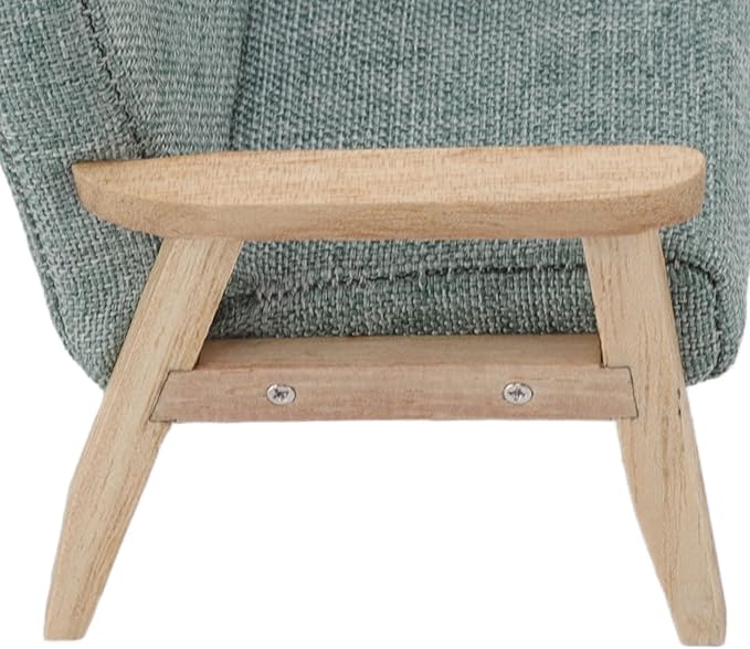 Doll House Sofa 1:12 Doll House Miniature Japanese Single Fabric Armchair Sofa Living Room Furniture Decoration(Grey Green)