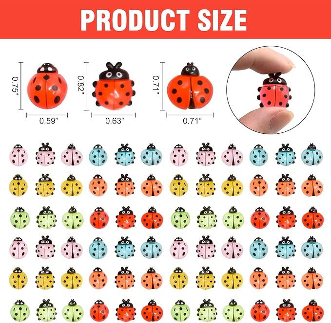 72 Pieces Mini Ladybugs Decor for Crafts Dollhouse Luminous Mini Resin Animals for Dollhouse Micro Fairy Garden Landscape Plant Pots
