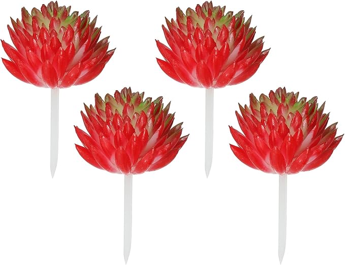 PATIKIL Mini Artificial Succulents, 4 Pack Unpotted Faux Succulent Picks Fake Succulent Plants for Home Landscape Decoration, Red Green