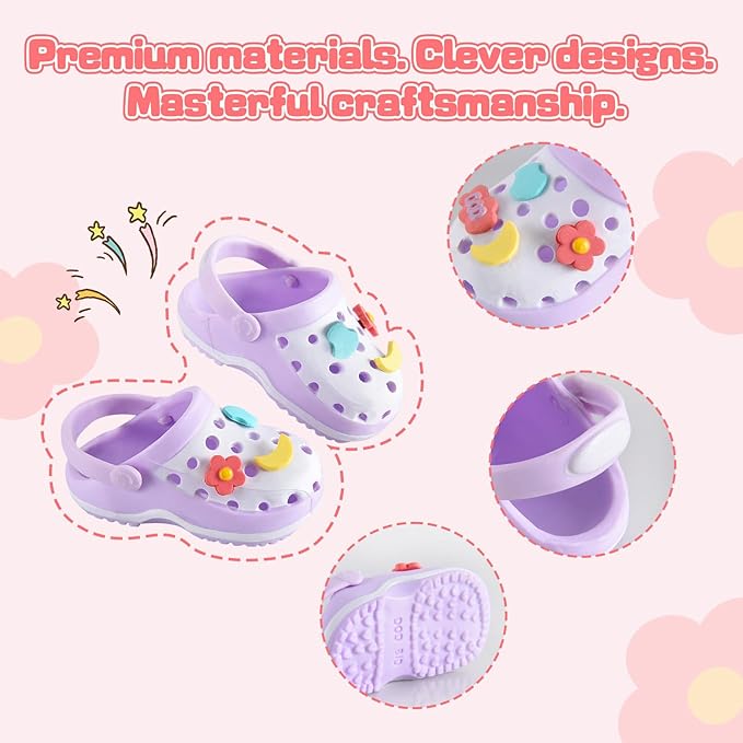 Ciunura Premium Doll Shoes for Lububu, Cute Doll Shoes for 4-7in Dolls, Ideal for Lububu Outfits(Purple Clog Shoes)