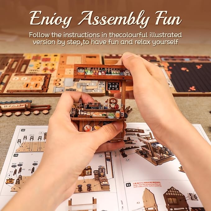Cutefun Book Nook Kit - DIY Miniature House Kit for Adults, Teens and Beginners, Japanese Izakaya Booknook Tiny House Bookshelf Decor 3D Wooden Puzzles, Gifts for Friends and Family (Izakaya Shop)