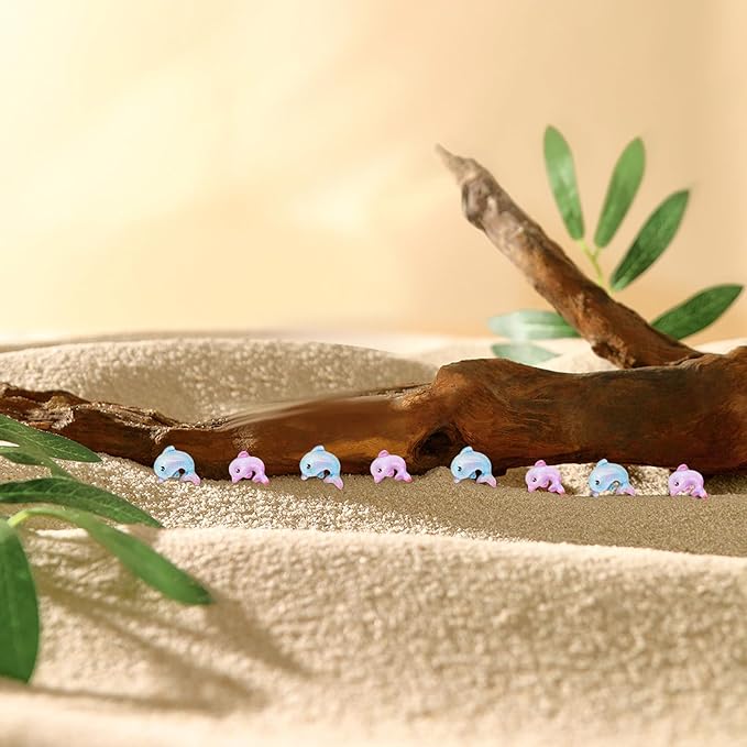 200 Pieces Tiny Dolphin Decor for Crafts Dollhouse Miniatures Resin Micro Dolphin Ocean Decorations for Dollhouse Fairy Garden Micro Landscaping Decoration