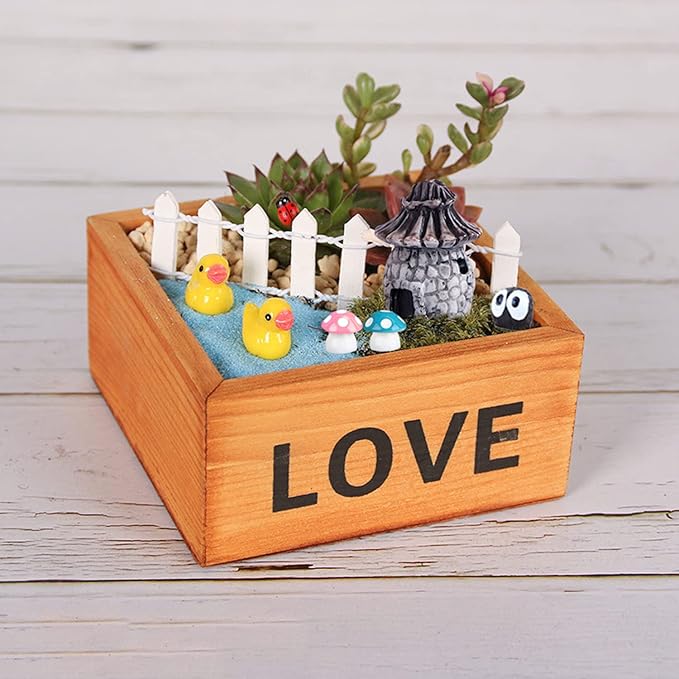 Homlone 105 Miniature Fairy Garden Accessories, Fairy Garden Kit, Fairy Garden Animals, Miniature Figurines, Micro Landscape Ornaments Kit, Garden DIY Kit for Dollhouse Decoration Plant House Decor
