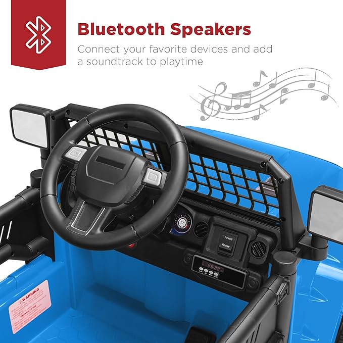 Best Choice Products 12V Kids Ride On Truck Car w/Parent Remote Control, Spring Suspension, LED Lights, AUX Port - Light Blue