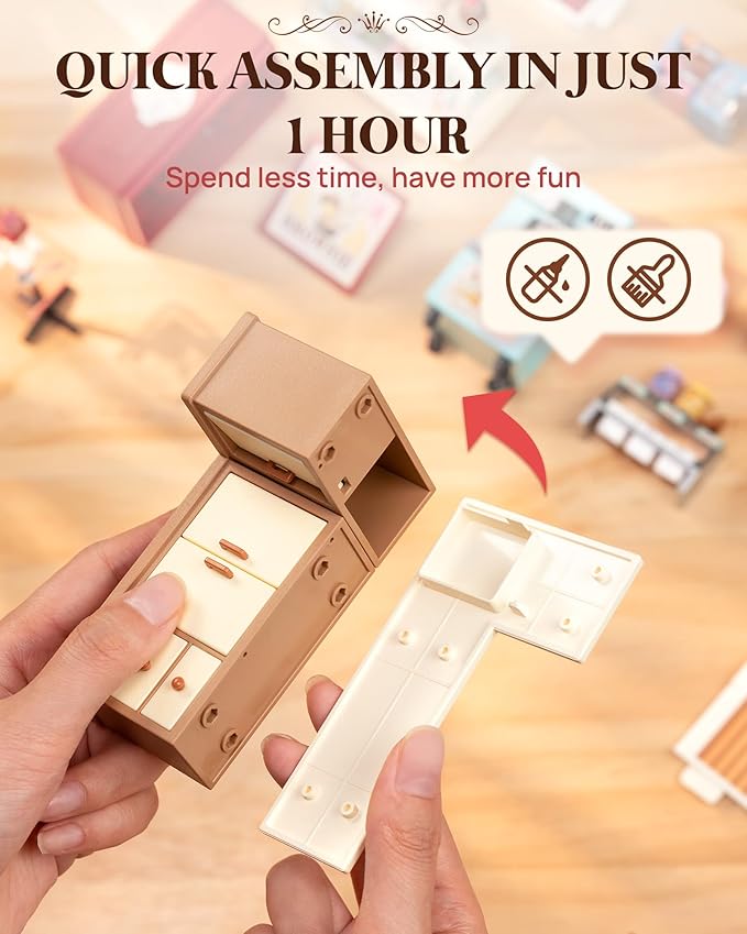 Rolife Super Creator DIY Miniature Plastic House Building Set Playset with LED, Suitable for Mini Figures Construction Toys Diorama Kit Gifts for Adults (Flavorful Ice Cream)