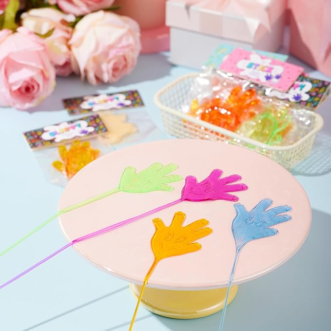 JOYIN 28 Packs Valentines Day Sticky Hands with Card Headers for Kids Party Favor, Classroom Exchange Prizes, Valentine’s Day Greeting Cards, Party Favors and Exchange Gifts