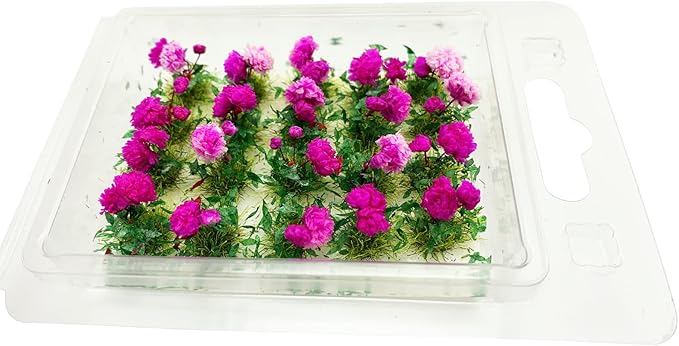 20Pcs Miniature Flower Cluster Grass Flower Tufts for Mini Dollhouse Fairy Garden Railway Simulated Static Scenery Micro Landscape Model (Rose)