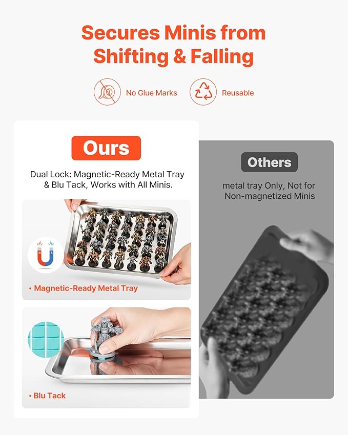 VEVOR Miniatures Storage Case, Fits for 1:1750-1:2000 Scale Models, Wooden Miniatures Display Holder with 5 Tray & 13 Slots, Clear View Miniature Transport Case for Collectibles (Minis Not Included)