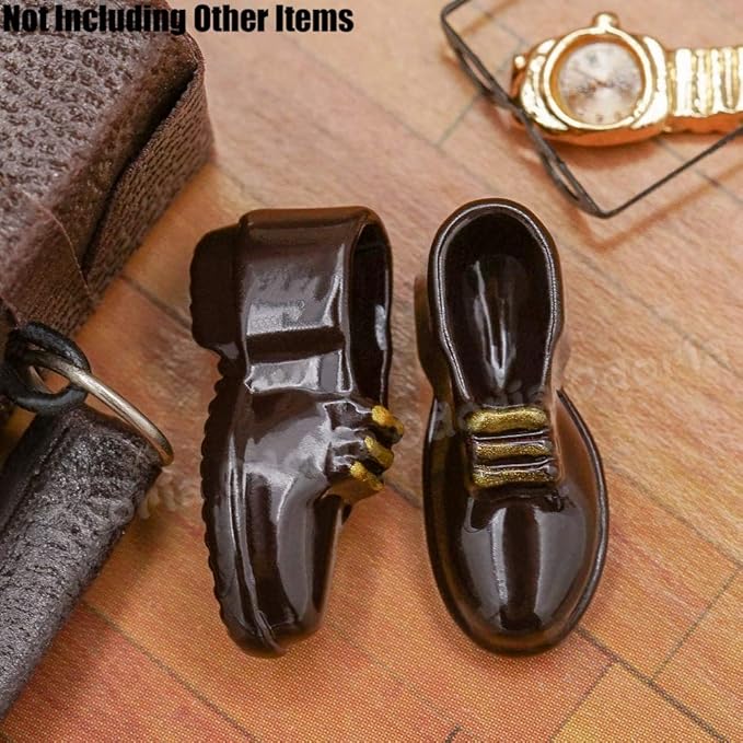 Odoria 1/12 Miniature Men Shoes Dollhouse Decoration Accessories, Black