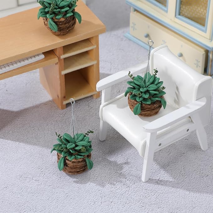 Toyvian Miniature Dollhouse Potted Plants 3Pcs 1 12 Scale Artificial Bonsai Succulent Mini Flowerpot Decor for Doll House Accessories and Photography Props