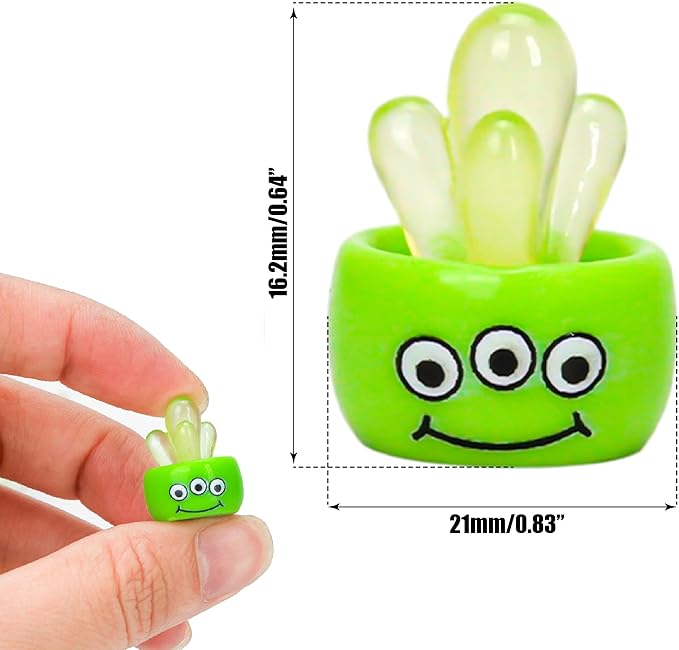 24 Mini Cactus Figurines Resin Plants Glow Dark Figures – Potted Cute Ornaments, Glowing Hidden Tiny Cacti Used for Garden Landscape, Aquarium Decoration, Luminous Micro Home Outdoor Plant Sculptures