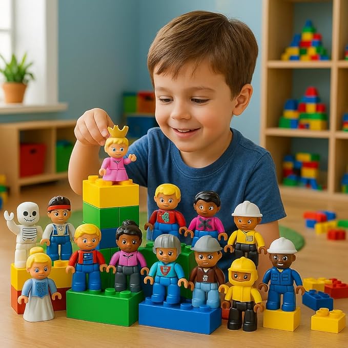 People Figures for Kids Building Blocks - Preschool Toys Building Blocks People Set for Kids - Compatible with All Major Brands Building Blocks for Toddlers 1-6 Years